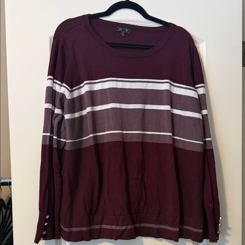 Croft & Barrow Men's Maroon and White Striped Sweater